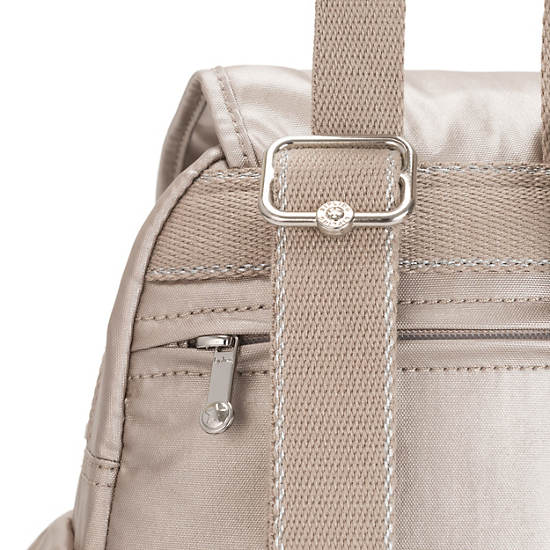 Kipling City Pack Mini Metallic Ryggsekk Beige | NO 1724HA